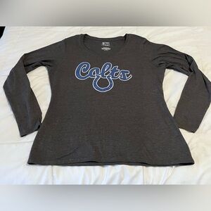 NFL Indianapolis Colts Fanatics Grey Women's V Neck Long Sleeve T shirt size L